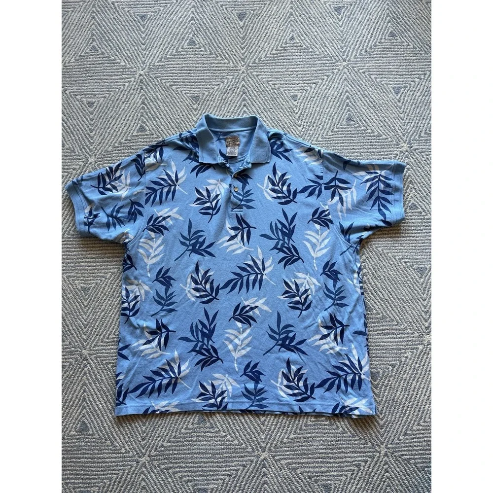 Catalina Island Wear Short Sleeve Polo Shirt - Cotton/Rayon Blue/White/Blue 2XL